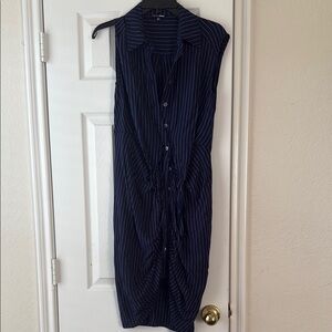 Fashion Nova Navy Striped Midi Dress